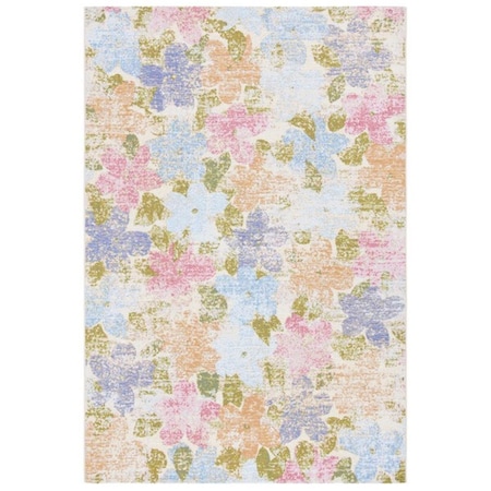 Safavieh 6 ft. 7 in. x 6 ft. 7 in. Summer Contemporary Square Power Loomed Rug - Blue & Pink SMR410M-7SQ